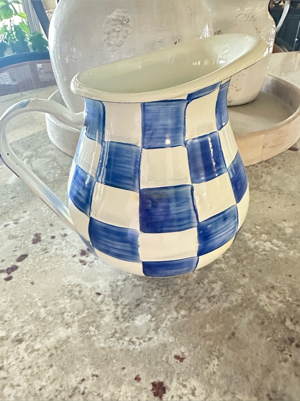 MacKenzie-Childs Royal Check Ceramic Pitcher